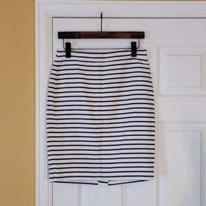 J Crew The Pencil Skirt White Blue Stripe Sz 2
